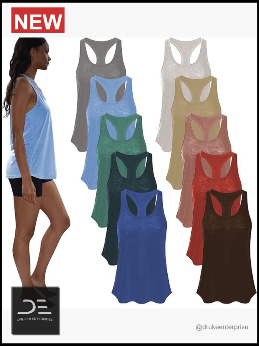 5 Pack Comfy Flow Burnout Slub Racerback Tank Tops Daily Wear Workout
